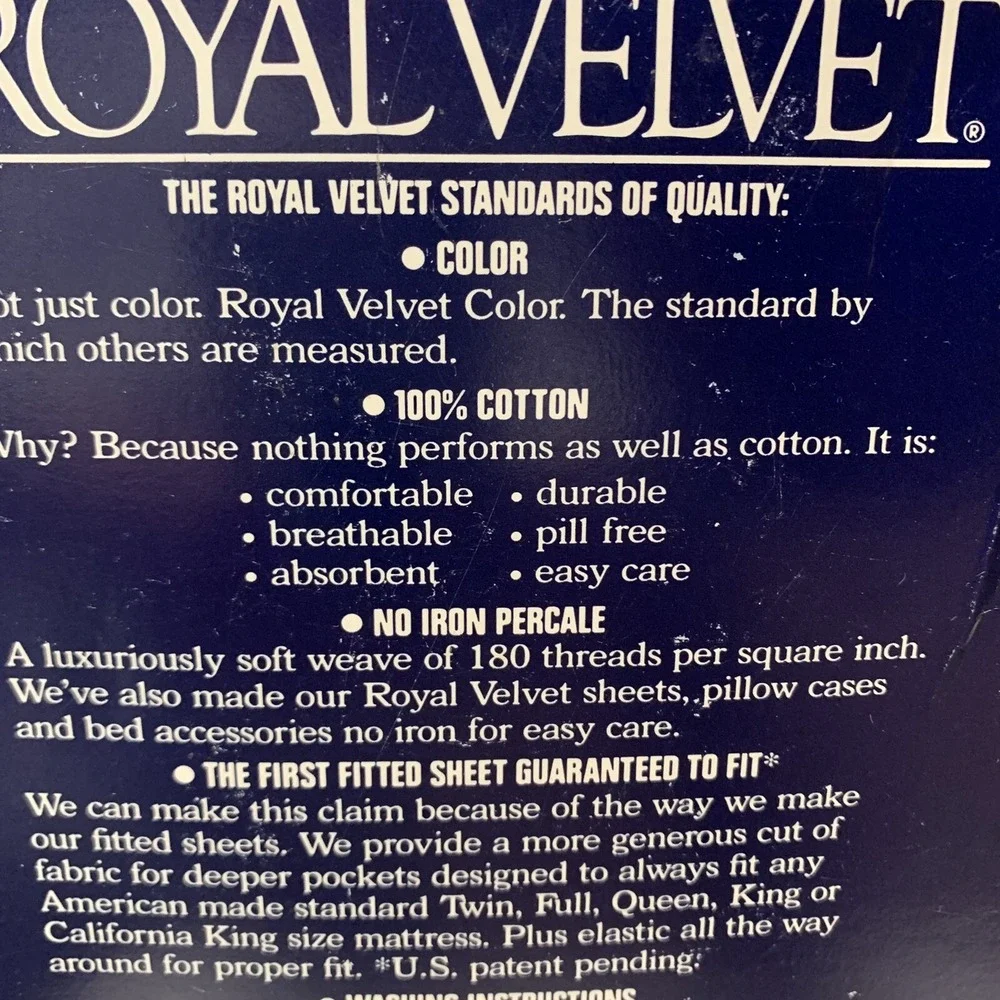 Vtg Fieldcrest Royal Velvet Twin Flat & Fitted Sheets Cotton Percale Made USA